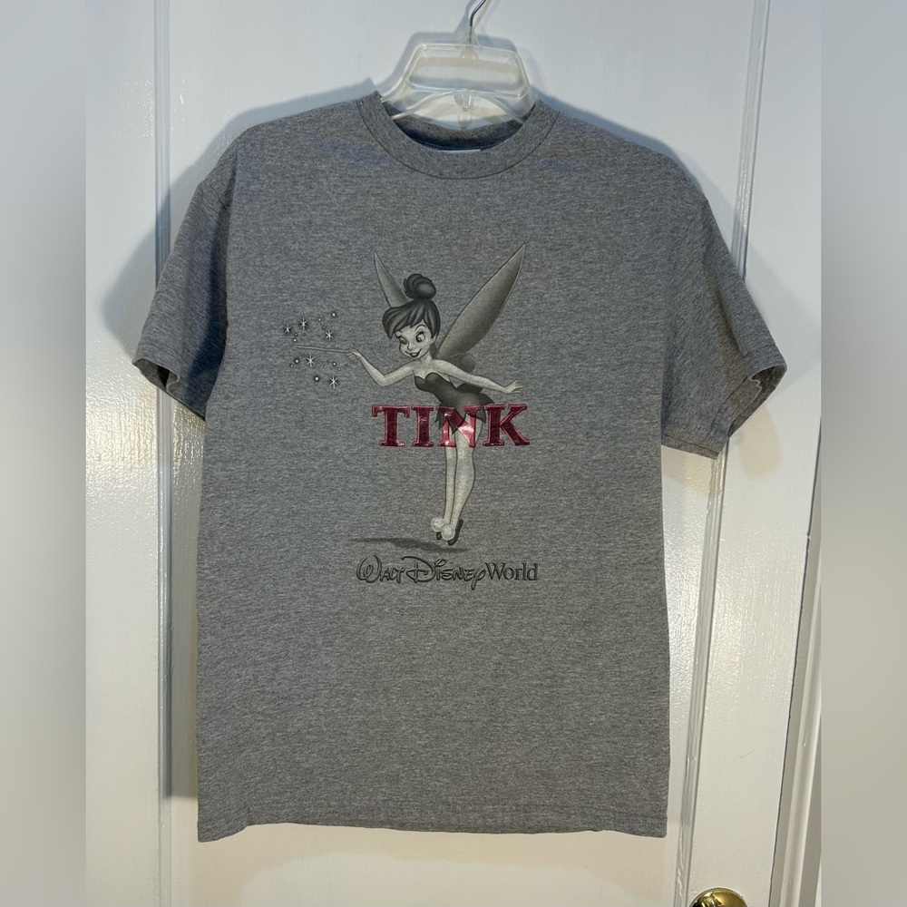 Vintage Disney World Tink T-Shirt Gray Short Sleeve Gently Pre Owned Medium